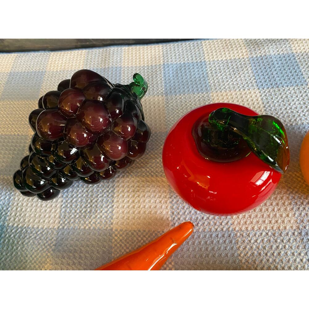 Vintage Hand-Blown Glass Fruit & Vegetable Set 6 Pieces - Murano Style Art Glass - Picture 7 of 9